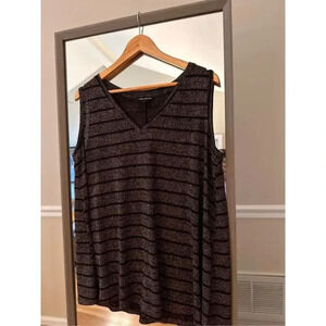 Lane Bryant Swing Tank Plus‎ Size 14/16 Silver Metallic VNeck Sleeveless Top